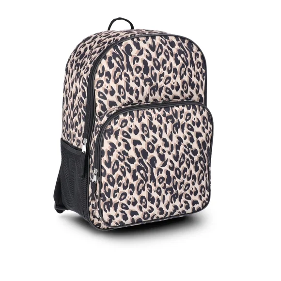 Leopard Print Backpack in Beige and Black - Picture 6 of 9